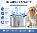 3L Stainless Steel Automatic Pet Water Fountain – Ultra-Quiet Filtered Drinking Station